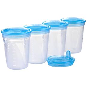 Set 4 recipiente cu capac pentru stocarea laptelui matern