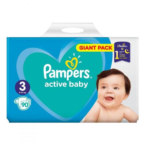 Scutece Pampers Active Baby Nr 3, Giant Pack - 90 buc