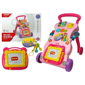 Antepremergator multifunctional pentru bebe, cu centru de activitati, roz, LeanToys, 5995
