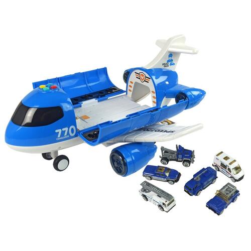 Avion de politie, transporter de masinute, jucarie pentru copii, LeanToys, 7203