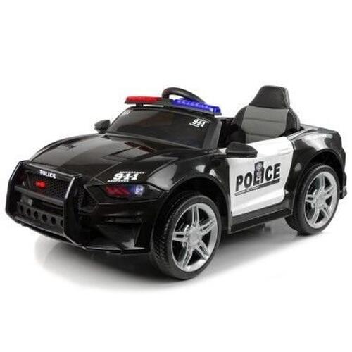 Masina de Politie electrica pentru copii, cu telecomanda, 2 motoare, LeanToys, 4781, negru