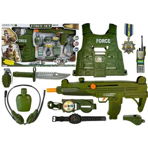 Set de joaca pentru copii, pusca si accesorii de armata, LeanToys, 4873